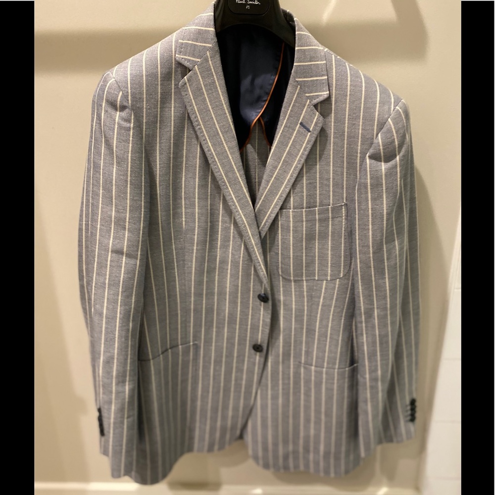 COPY - Light blue/ grey summer linen blend blazer.